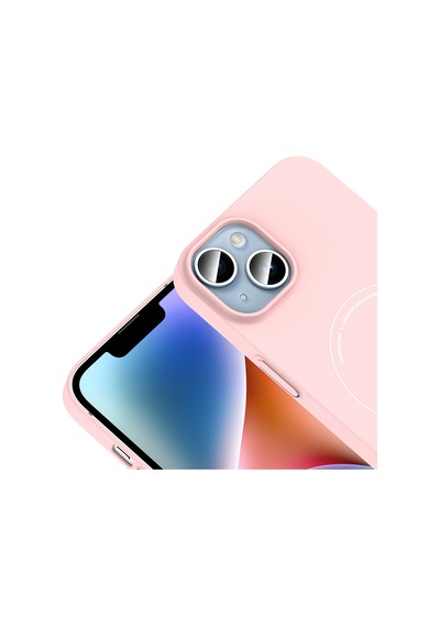 Apple iPhone Uyumlu 14 Kılıf M-safe Şarj Özellikli Kamera Korumalı Zore Elio Sert Pc Kapak - Açık Pembe AÇIK PEMBE