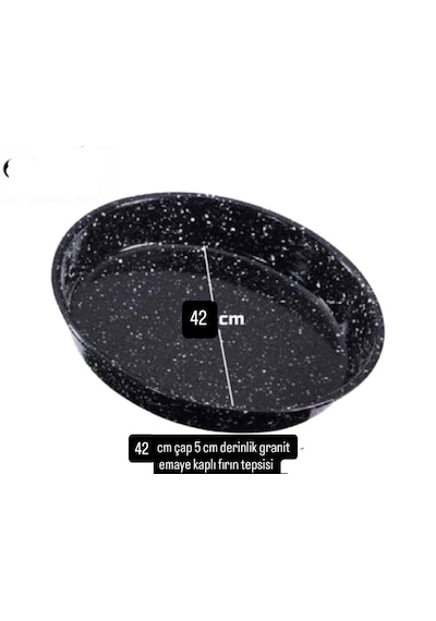 Granit Kaplama Emaye Yuvarlak Fırın Tepsisi Ve Fırın Izgara Teli 2'li Set 45,5 35,5 Cm Gümüş