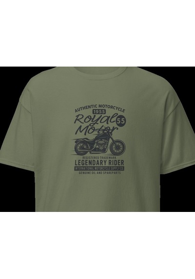 Wildstyle Royal Motor Legendary Rider Motosiklet Vintage Motor Baskılı Unisex Bisiklet Yaka Pamuklu Tişört - H