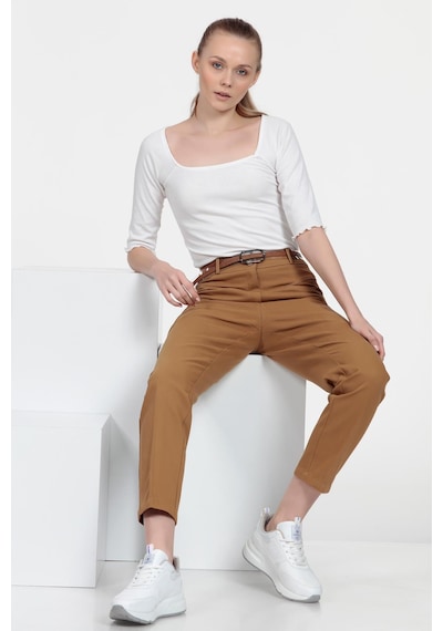 Cigarette Fit Pantolon Koyu Camel