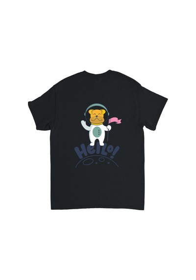 Paybuy Çocuk Uzay Astronot Baskılı Kısa Kollu Tişört Retro Grafik Merhab Siyah