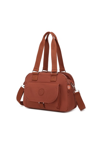Smart Bags Orta Boy Çok Cepli Su Geçirmez Hafif Krınkıl Kumaş Kadın Omuz Çantası Kiremit