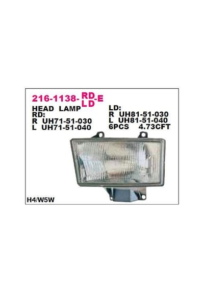 Mazda B2500 Pikap 00-02 Ön Far Lambası Sol Depo 2161138