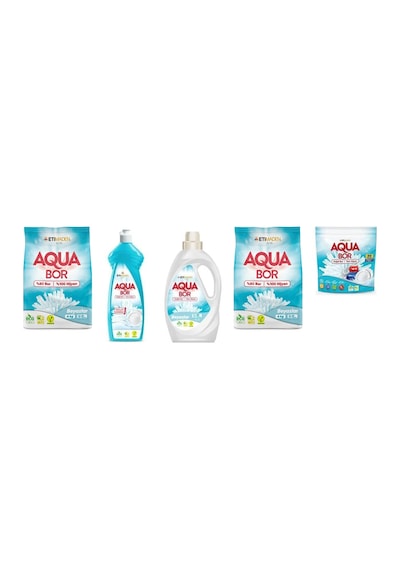 Aquabor Doğal Mineralli 4kg Beyaz + Bulaşık + Sıvı Beyaz + 4kg Beyaz + Tablet Set 0.75 LT - 2.5 LT - 12 KG