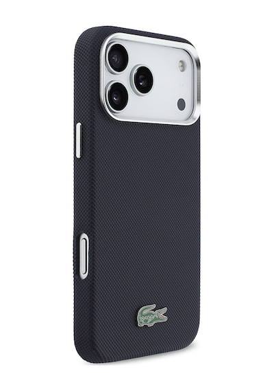 Apple iPhone 17 Pro Max Kılıf Lacoste Lisanslı M-safe Uyumlu Pvc Pike Desen İkonik Timsah Logolu Lacivert