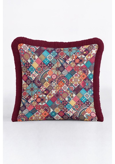 Etnik Patchwork Saçaklı Yastık Kılıfı - Bohem Çiçekli Mor Turkuaz Püsküllü Kırlent Kılıfı Doygun Deniz Kabak Etnik Patchwork Saçaklı Yastık Kılıfı - Bohem Çiçekli Mor Turkuaz Püsküllü Kırlent Kılıfı Doygun Deniz Kabak