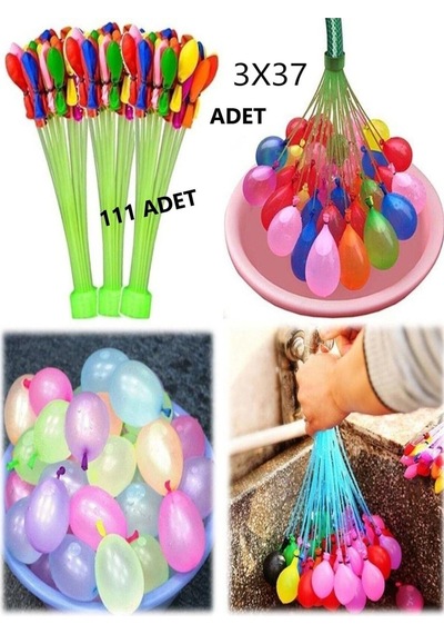111 Adet Su Balonu Ve Su Balon Sihirbazı Doldurma Aparatı Parti Malzemesi Renkli
