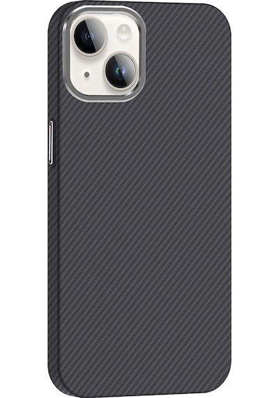 Apple Uyumlu iPhone 14 Kılıf Kablosuz Şarj Özellikli Karbon Fiber Görünümlü Gros Kapak