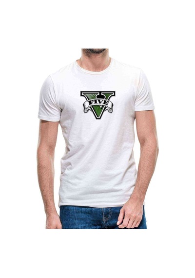 Gta V Logo Erkek Beyaz Tshirt (531020746)