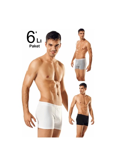 6'lı Paket Elastan Erkek Boxer KARIŞIK RENK 6'lı Paket Elastan Erkek Boxer KARIŞIK RENK
