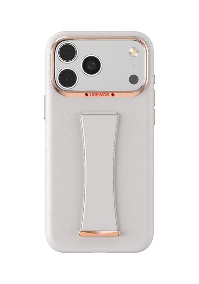 Apple iPhone 17 Pro Uyumlu Kılıf M-safe Şarj Özellikli Standlı Udemos İndependence Serisi Kapak Beyaz Beyaz