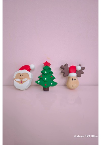 Eğitici Etkinlik Yılbaşı-noel-christmas 3'lü Set 2 Boyutlu 8 Cm 3 Adet Obje