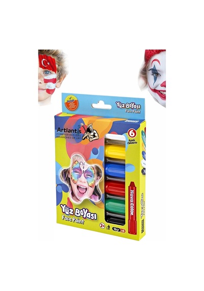 Yüz Boyası 6 Renk 1 Paket Face Paint Çevirmeli Yüz Kalemi Kolay Temizlenen Canlı Renkler Çok Renkli