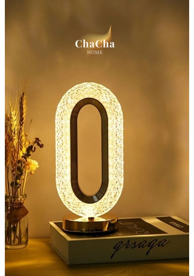 Chacha Home Senya Led Masa Lambası 26 Cm - Gold Detaylı Dekoratif Abajur Ve Gece Lambası Gold Ve Şeffaf