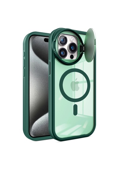 Newface Apple iPhone Uyumlu 14 Pro Max Kılıf Teleskop Lens Magsafe Silikon Kapak - Semeglbl - 55 Koyu Yeşil
