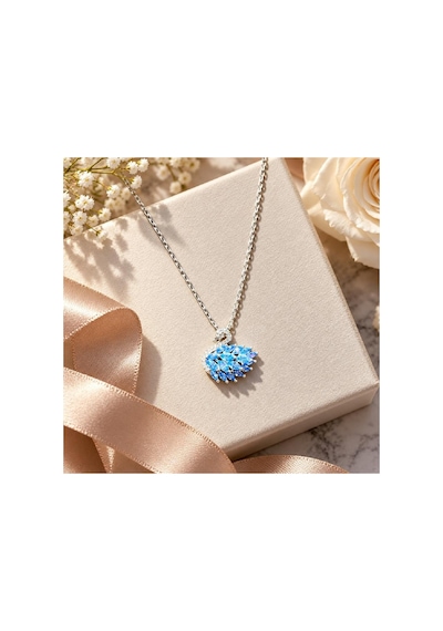 Blue Topaz Taşlı Kuğu Kolye Gümüş