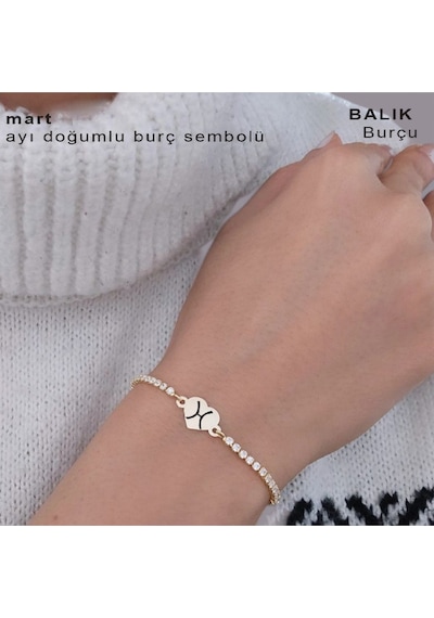 Archin Mart Ayı Doğumlarına Özel 14 Ayar Altın Plakalı Kalp Motifli Beyaz Taşlı Hediye Bileklik-350ay Mart Archin Mart Ayı Doğumlarına Özel 14 Ayar Altın Plakalı Kalp Motifli Beyaz Taşlı Hediye Bileklik-350ay Mart