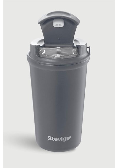 Stevig 4 Work Flip Open Coffee Mug Çelik Termos 400 Ml Grey St-251 Gri