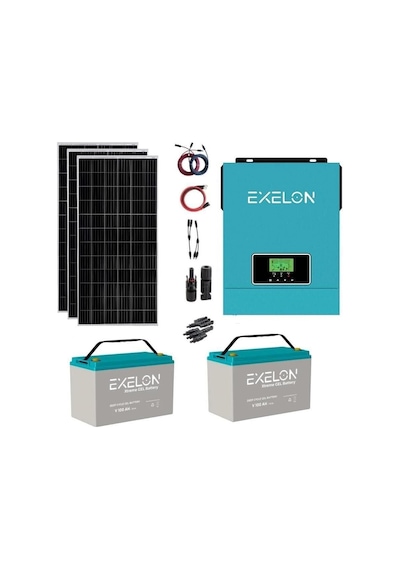 Güneş Enerjisi Bağ Evi Solar Paketi 3KVA İnverter 350W Güneş Paneli 100AH Jel Akü