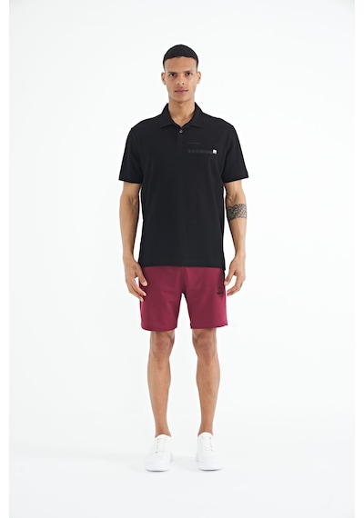 Tommylife Tommy Life Siyah Yazı Baskılı Standart Form Polo Yaka Erkek T-shirt - 88236 Siyah