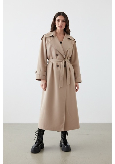 Durivya Apoletli Oversize Trençkot Camel