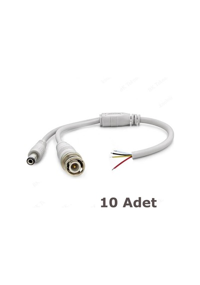 Hazır Kablolu Bnc Konnektör Dc Power Jack Cctv Y Kablo - 10 Adet