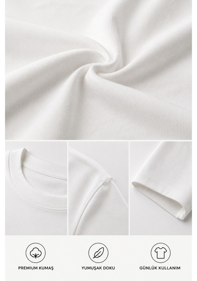 Masion Rae Erkek Premium Beyaz Oversize Tişört Nefes Alan Yumuşak Dokulu Terletmeyen Rahat Kalıp Basic