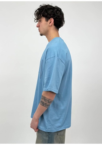 Zaee R. Baskılı Oversize Tişört Mavi