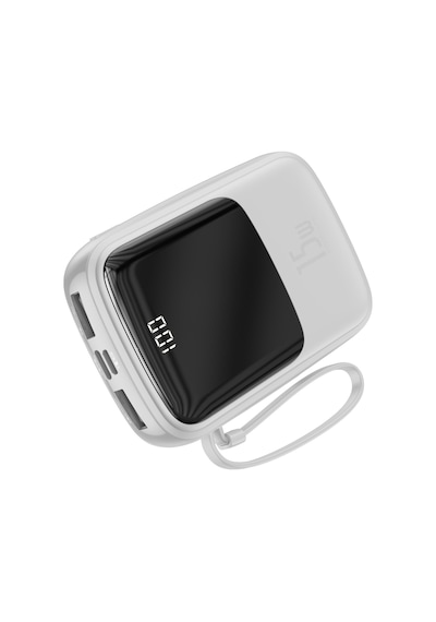 Baseus Q Pow Dijital Ekranlı Kablolu Powerbank Beyaz
