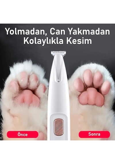 Valkyrie Kedi Köpek Pati Tüy Kesme Makinesi Şarjlı Sessiz Led Işıklı Hassas Bölge Traş Cihazı Seramik Bıçaklı