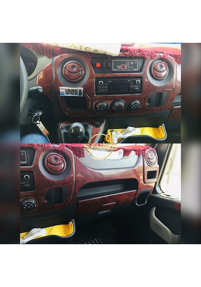 Renault Master 3 Özel Kalıp Full Set, Gül Desenli Maun,Torpido Trim Maun Kaplama, (Gül Desenli Maun)