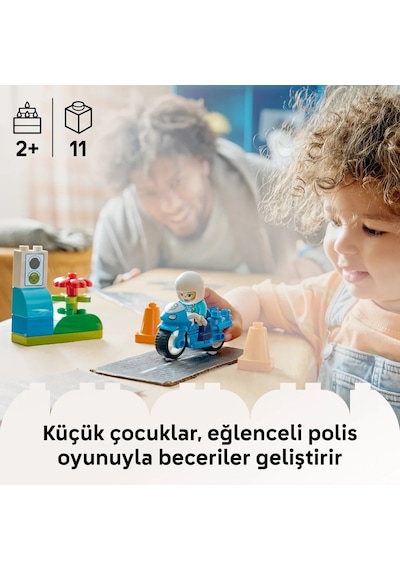 LEGO® DUPLO® Kasabası Mavi Polis Motosikleti 10471 -2 Yaş ve Üzeri Çocuklar için Polis Figürü İçeren Oyuncak Yapım Seti (11 Parça)