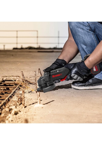 Kress Kuh04.1 20volt 5.0ah. Li-ion Çift Akülü 125mm Kömürsüz Profesyonel Devir Ayarlı Alttan Tetikli Avuç Taşlama