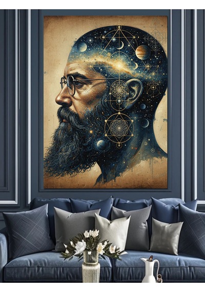 İnsan Ve Evrenle Bağlantısı Soyut Sanat Dekoratif Kanvas - Mdf Ahşap Tablo