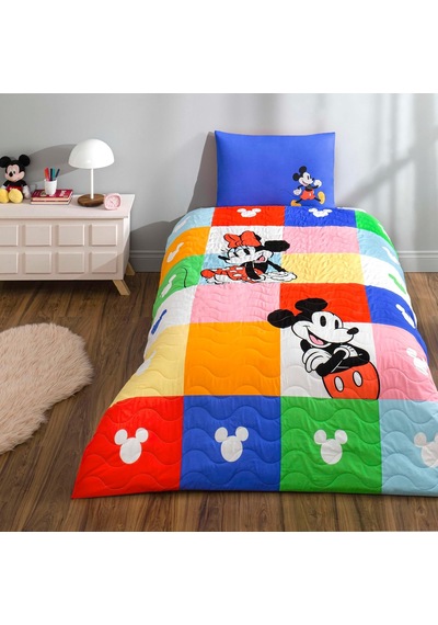 Disney Minnie & Mickey Standart Pamuk Nevresim Takımı, Çok Renkli, Tek Kişilik