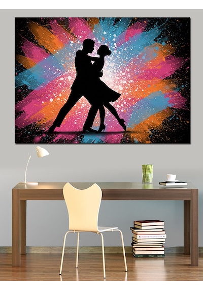 Işıklı Fon Tango Dansı Dekoratif Kanvas - Mdf Ahşap Tablo