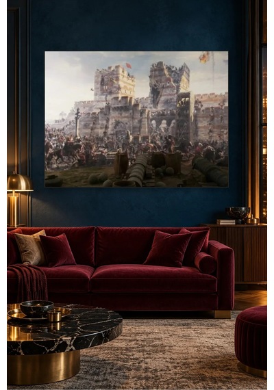 Fida Topların Dövdüğü İstanbul Surları Panoraması Canvas Tablo Çok Renkli