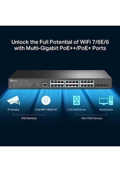 Tp-lınk 24port Tl-sg3428xpp-m2 2.5 Gıgabıt 4-sfp 10gbe 500w Yönetilebilir Poe Swıtch