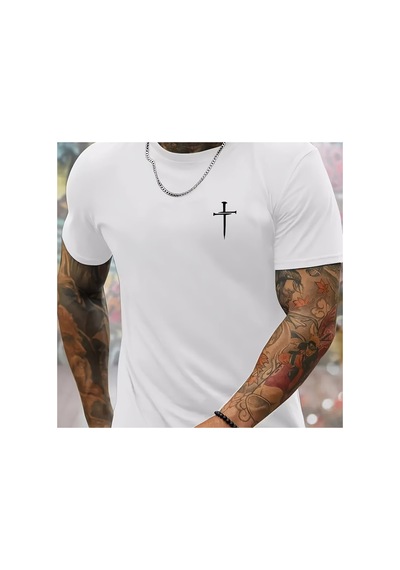 Caddemia Yaz Moda Rahat Gevşek Büyük Boy İnanç Çapraz Baskılı Yuvarlak Yaka Kısa Ko Beyaz 2XL Caddemia Yaz Moda Rahat Gevşek Büyük Boy İnanç Çapraz Baskılı Yuvarlak Yaka Kısa Ko Beyaz 2XL