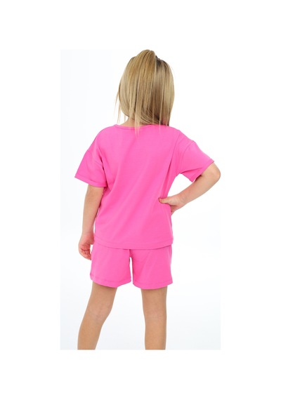 Toontoy Kids Toontoy Kız Çocuk Merci Aour Yazı Baskılı Şortlu Takım Açık Fuşya
