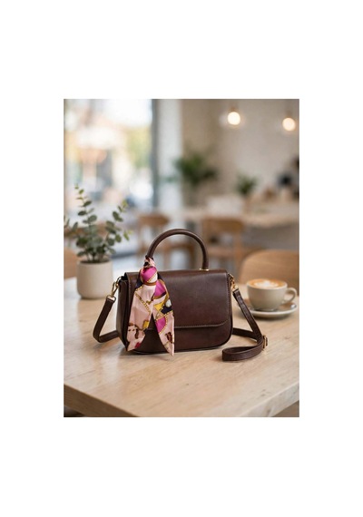 Names Bag Mini Sare Fular Detaylı Top Saplı Kadın El Ve Omuz Çantası - Günlük Kahverengi Kahverengi