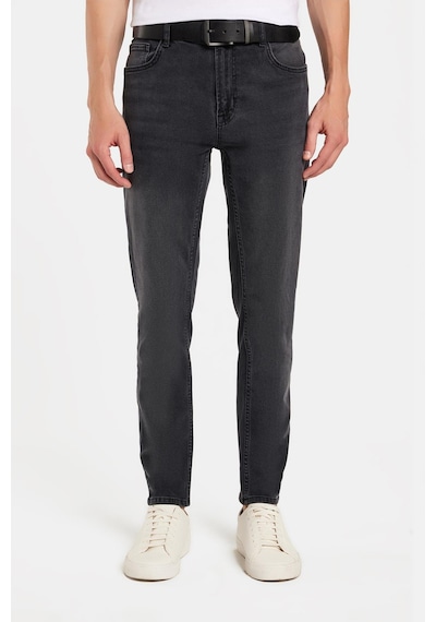 Tudors Erkek Normal Kesim Denim Yıkamalı Düz Paça Gri Jean Kot Pantolon-34098 Gri