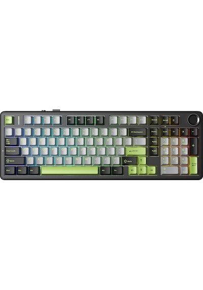 Aula F99 Pro 3 Modlu Rgb Hot Swap Mekanik Graywood V3 Switch Kablosuz Makrolu Klavye Yeşil