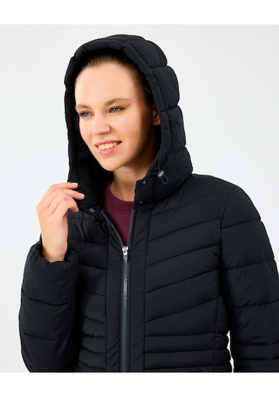 Skechers W Fitted Hoodie Puffer Jacket Kadın Siyah Mont S2520203-3817 Siyah