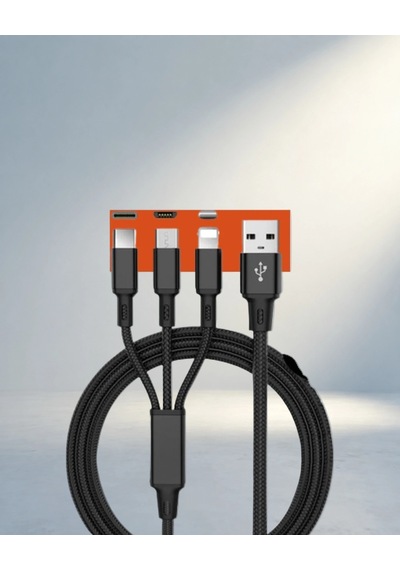 Hızlı Şarj Usb Kablo 1,2m 3a Çoklu Bağlantı