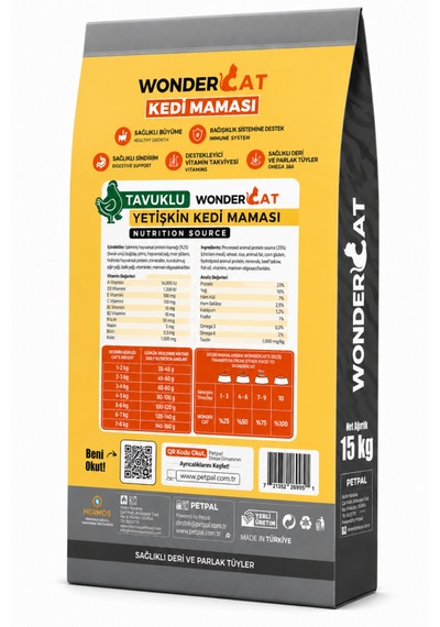 Wondercat Tavuklu Yetişkin Kedi Maması 15 Kg
