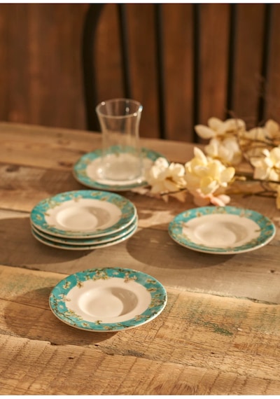 Bella Maison Van Gogh Almond Blossom 6'lı Çay Tabağı Turkuaz 12 Cm Turkuaz