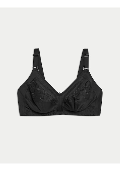 Marks & Spencer İşleme Detaylı Toparlayıcı Pamuklu Sütyen T33008020 Siyah