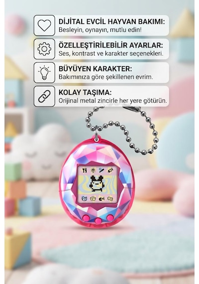 Tamagotc-hi Sanal Evcil Hayvan 8 Fonksiyonlu Karakter Seçenekli Etkileşimli Oyuncak Sanal Arkadaş