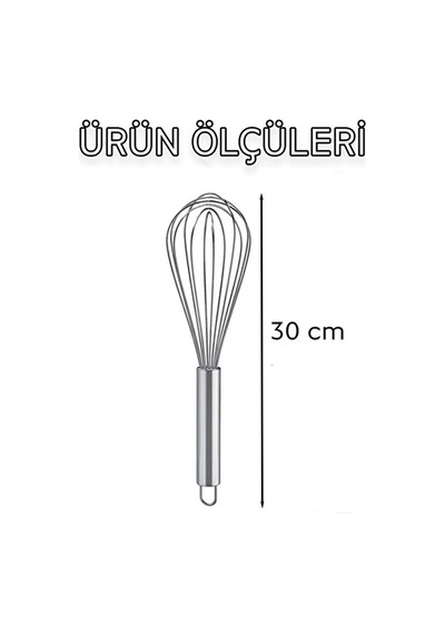 Büyük Boy Karıştırıcı Tel Çırpıcı Paslanmaz Çelik Çırpma 30 Cm, Sert Tel Çırpıcı Paslanmaz Çelik Diğer